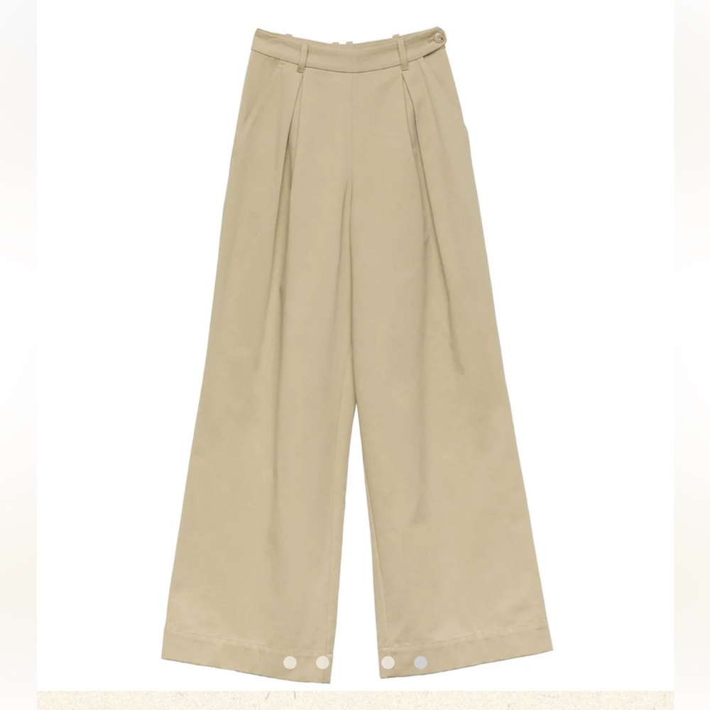 Doen Hilaire Wide-Leg High-Waist Pants in Khaki (Stone) - Picture 5 of 8